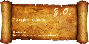 Zatyko Ormos névjegykártya